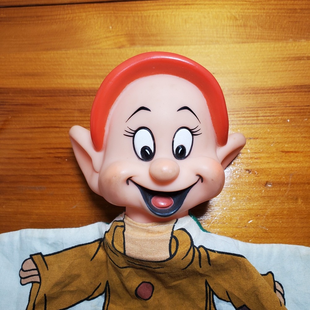 Walt Disney Productions Vintage Dopey 7 Dwarfs Hand Puppet Japan Cloth Body - Picture 2 of 16